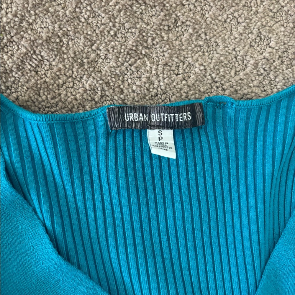 Urban Outfitters Blue V-Neck Ribbed Sweater